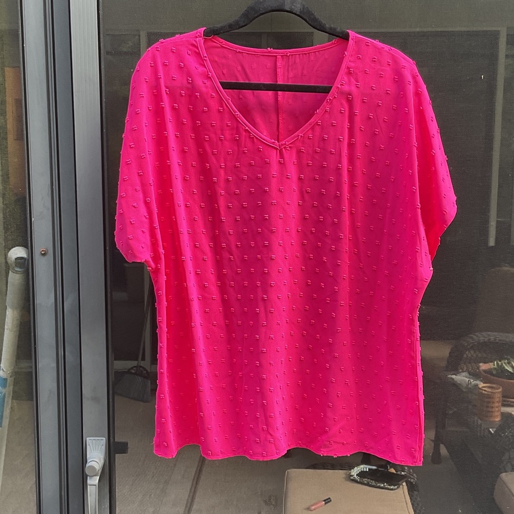 Women's Pink V-Neck Top, Size XL